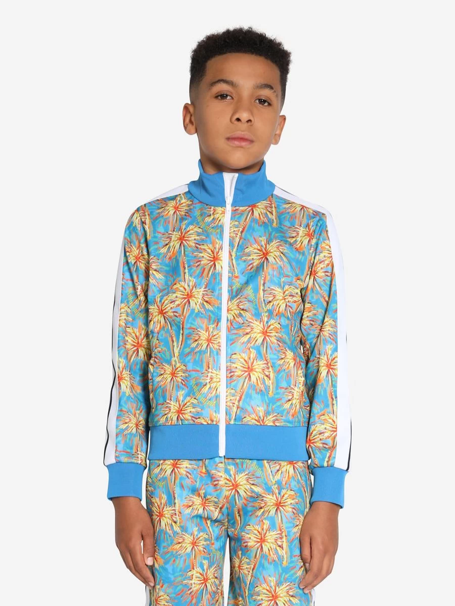 Palm Angels Boys Blue Track Jacket - Pa Palms Athletic Style Coat