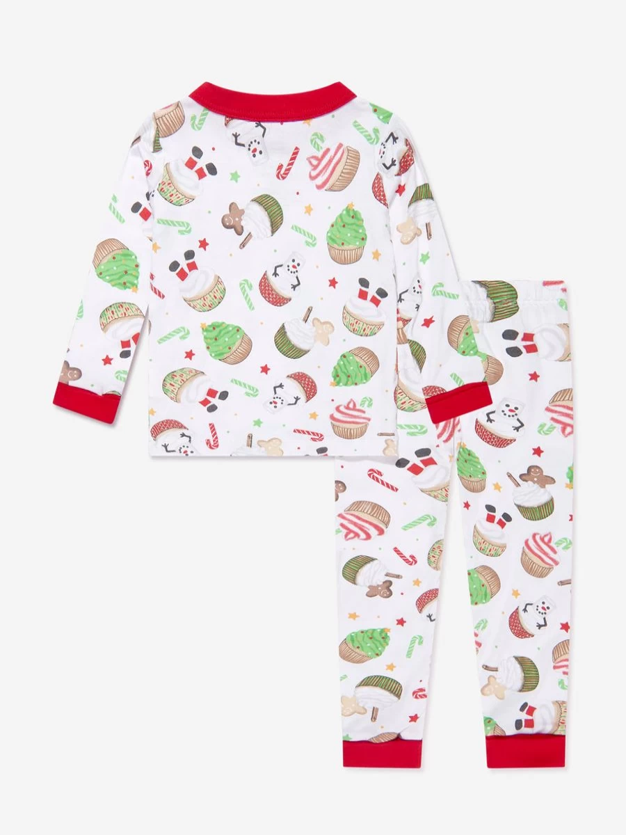 Magnolia Baby Boys' Festive Cupcakes Long Sleeve Pyjamas - White Holiday Pajamas for Kids