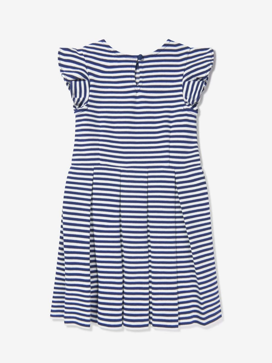 Ralph Lauren Kids Navy Striped Ruffle Dress for Teen Girls