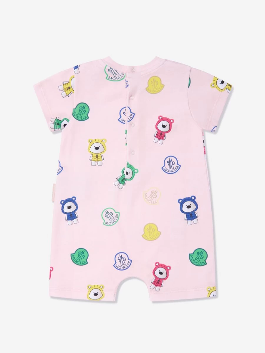 Moncler Enfant Baby Girls Pink Bear Print Romper - Adorable Toddler Outfit