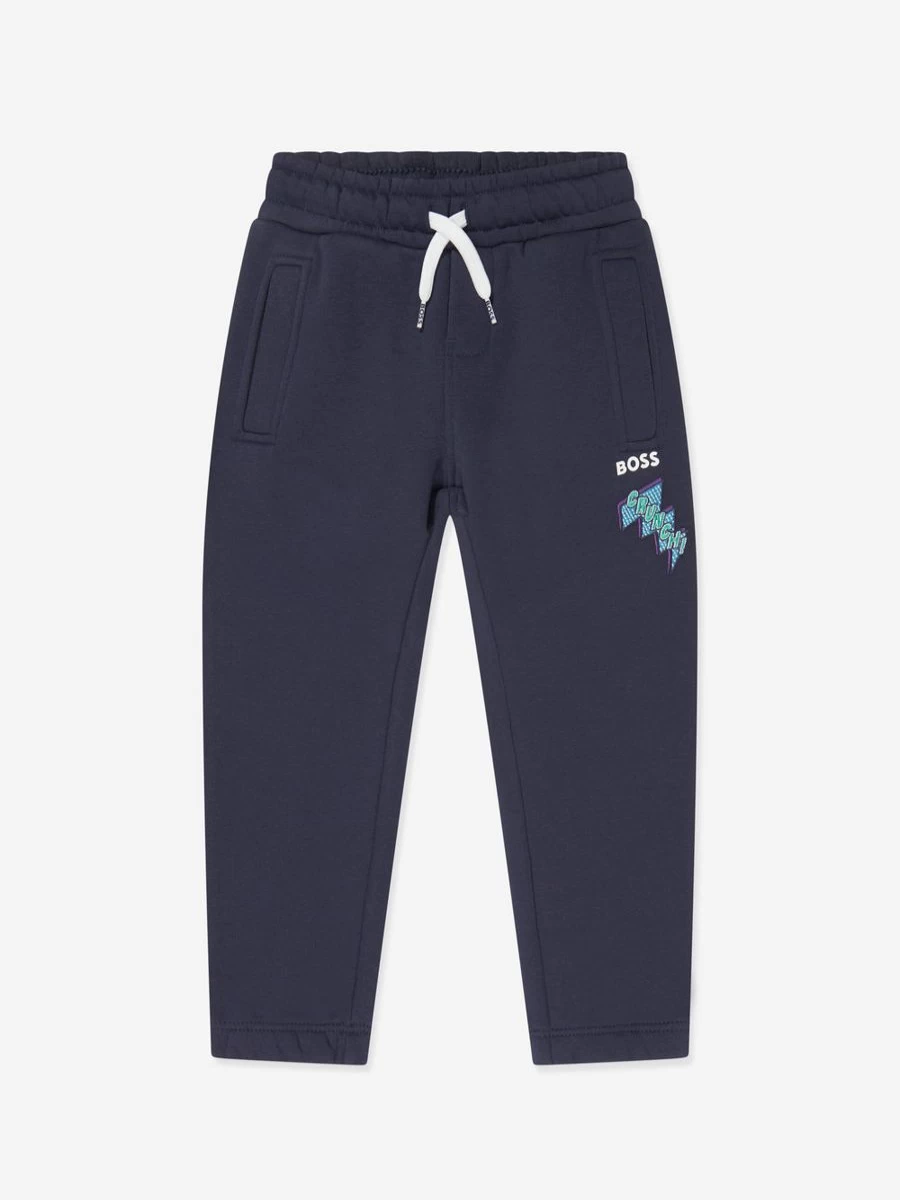 BOSS Boys Navy Logo Joggers - Comfortable Casual Pants for Kids