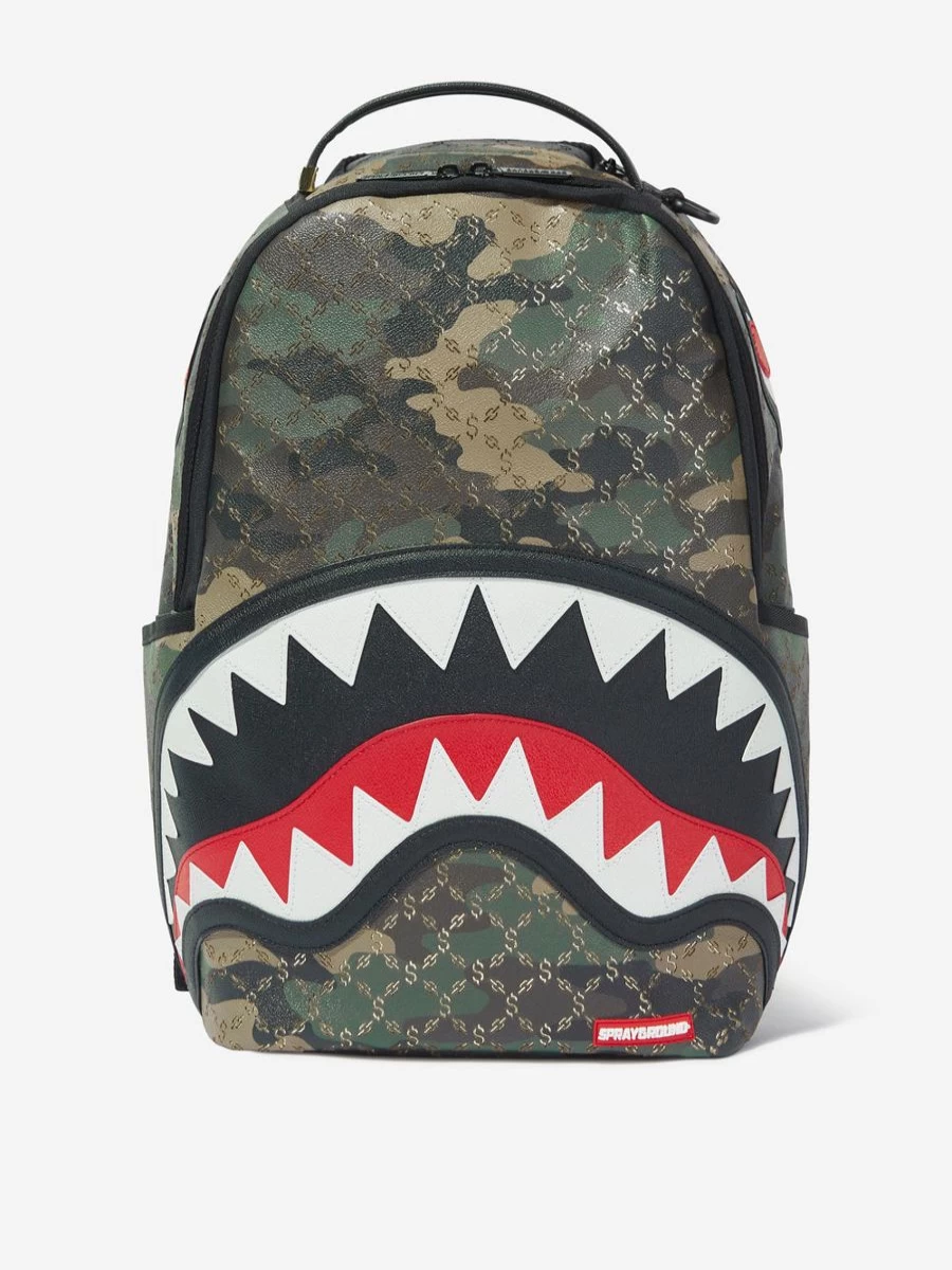 Sprayground Girls Camo Green Backpack with Fun Pattern for Kids
