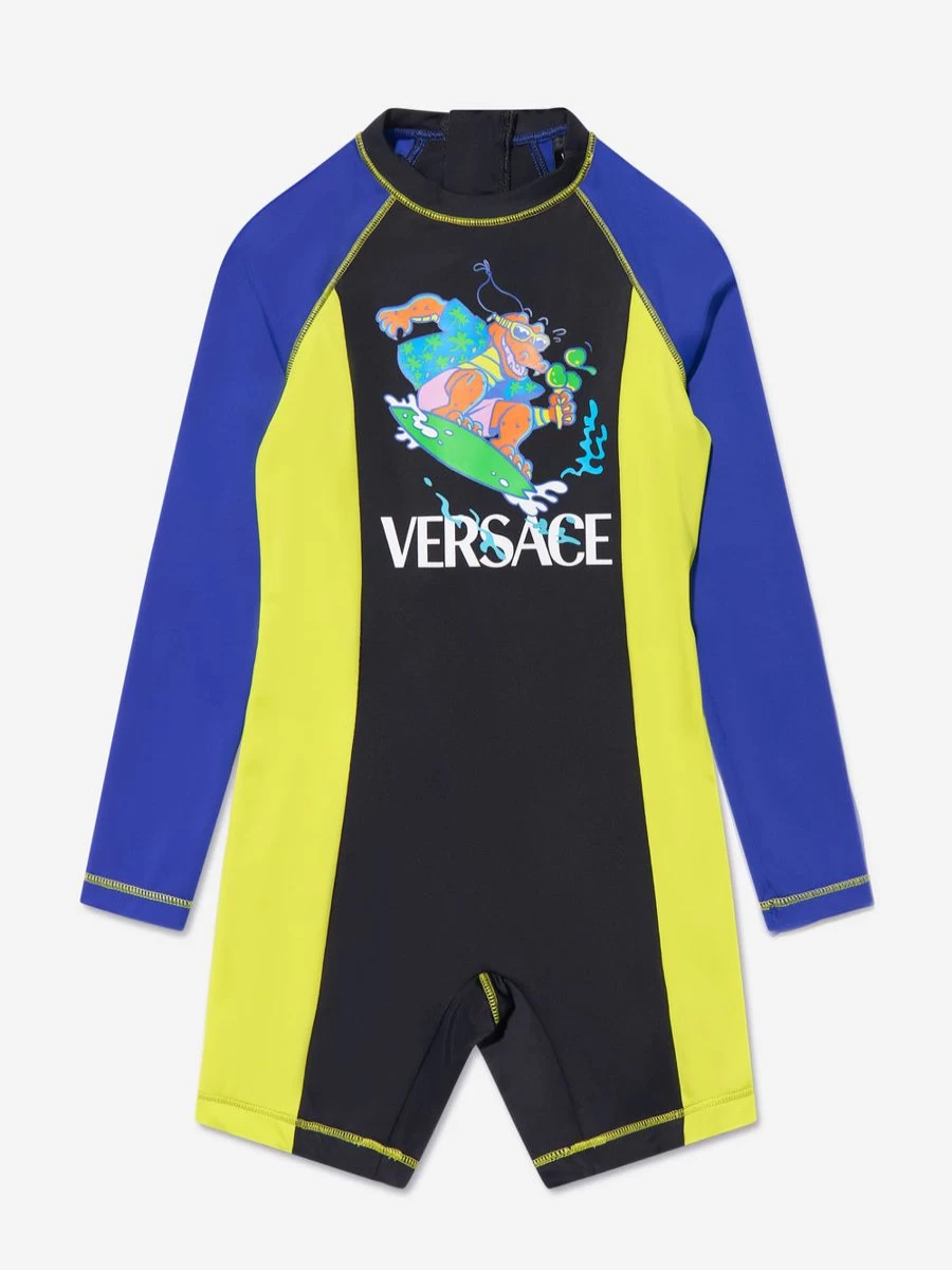 Versace Boys' Multicolor Crocodile Logo Wetsuit for Swim & Surf