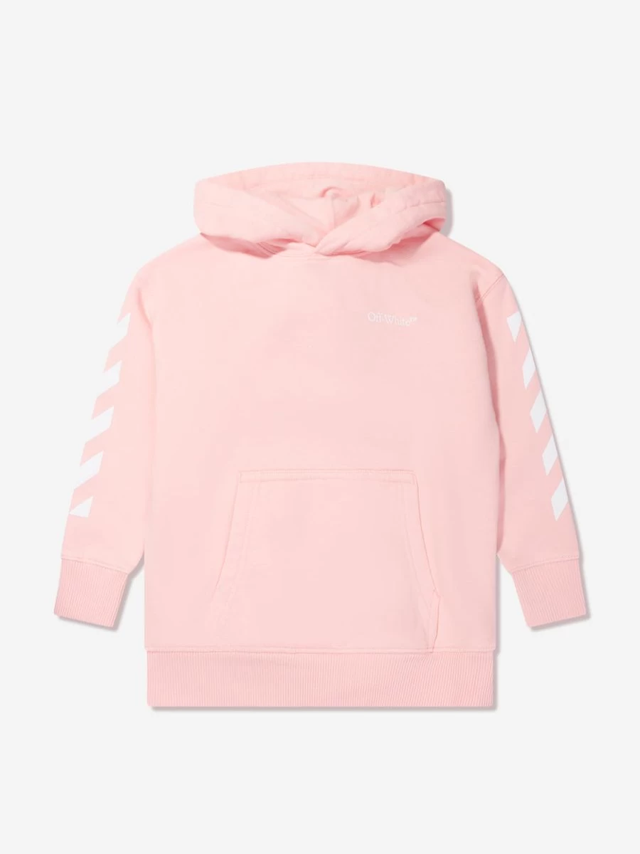 Off-White Pink Classic Arrow Tab Hoodie for Teen Girls