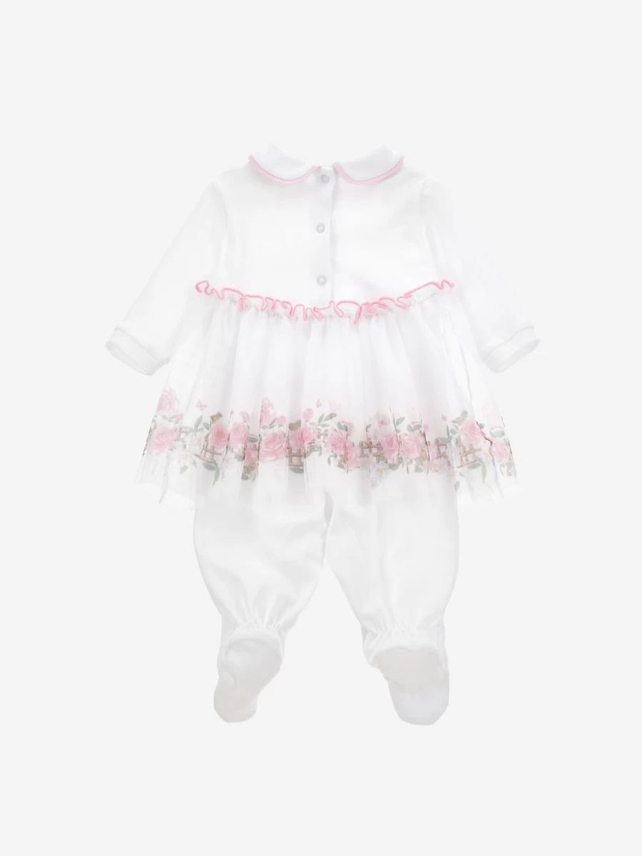 Monnalisa Baby Girls White Tutu Babygrow Romper - Elegant Infant Tutu Outfit