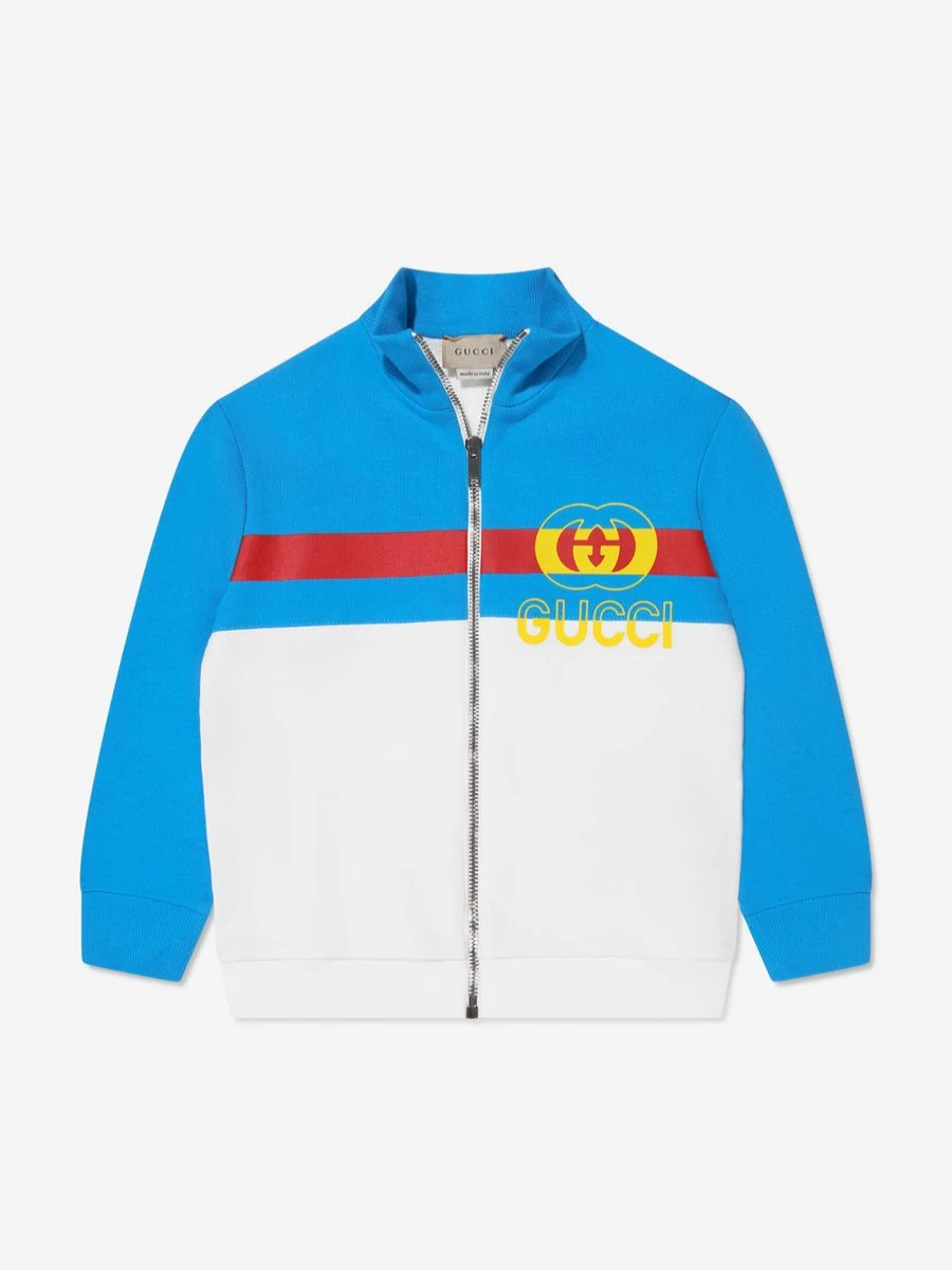 Gucci Kids Baby Boys Blue Logo Zip Up Hoodie