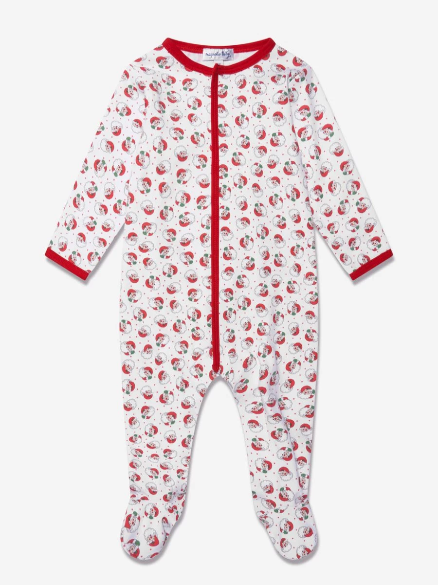 Magnolia Baby Girls Red Santa Embroidered Babygrow with Winking Design