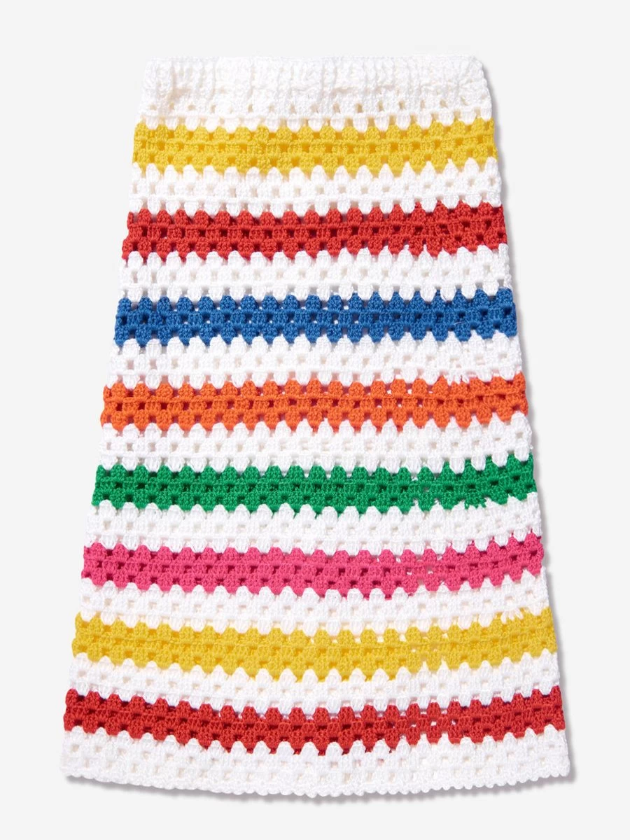 "Nessi Byrd Girls' Long Crochet Siena Skirt - Colorful Boho Chic Children's Skirt"