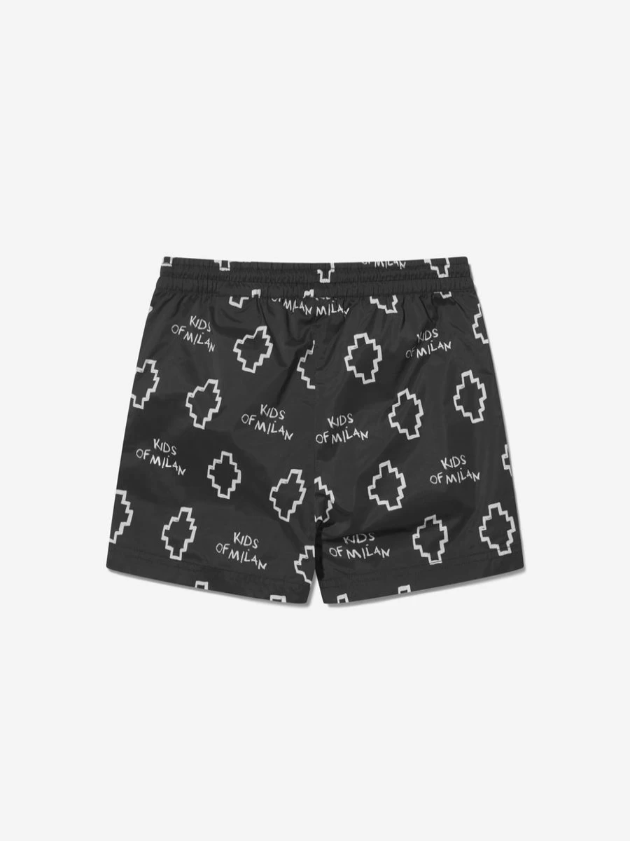 Marcelo Burlon Teen Boys Logo Print Swim Shorts - Stylish Quick-Dry Beach Shorts for Teens