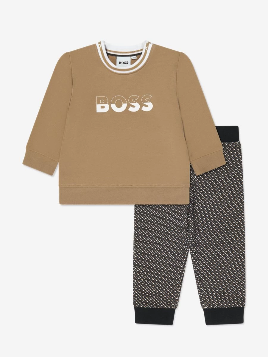 BOSS Baby Boys' Premium 2-Piece Beige Outfit Gift Set