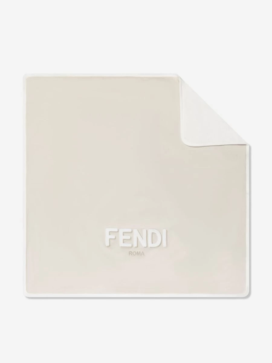 Fendi Kids Baby Logo Jersey Blanket - Soft Beige Blanket for Infants & Toddlers | Luxury Nursery Essentials