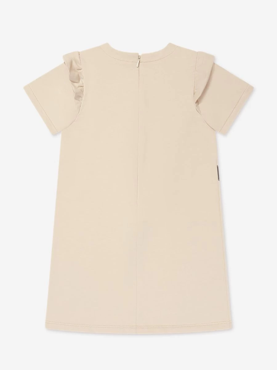 Aigner Girls Beige Print Dress with Bag - Stylish Floral Summer Outfit for Kids