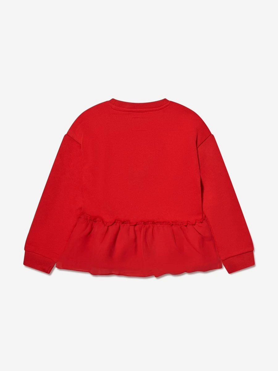 Guess Girls Red Bear Print Sweatshirt - Cute & Comfortable Hoodie for Kids