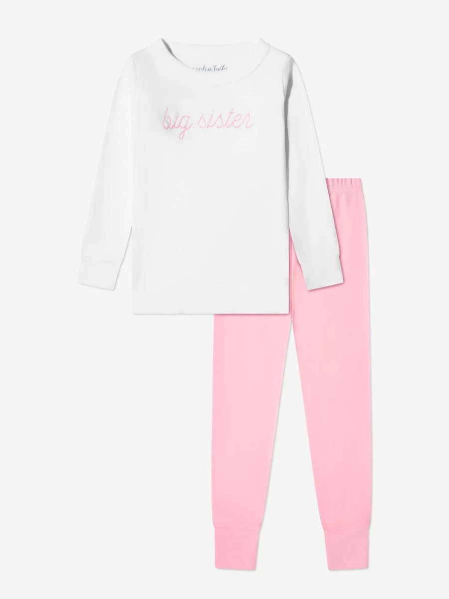Magnolia Baby Girls Pink Little Sister Pyjamas - Soft Cotton Pajama Set for Toddler Sisters