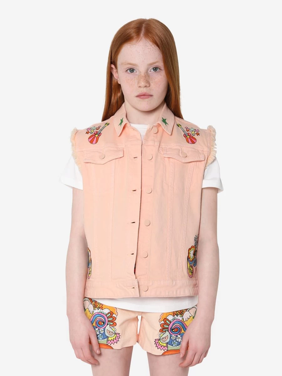 Stella McCartney Kids Girls Pink Denim Vest Gilet for Girls