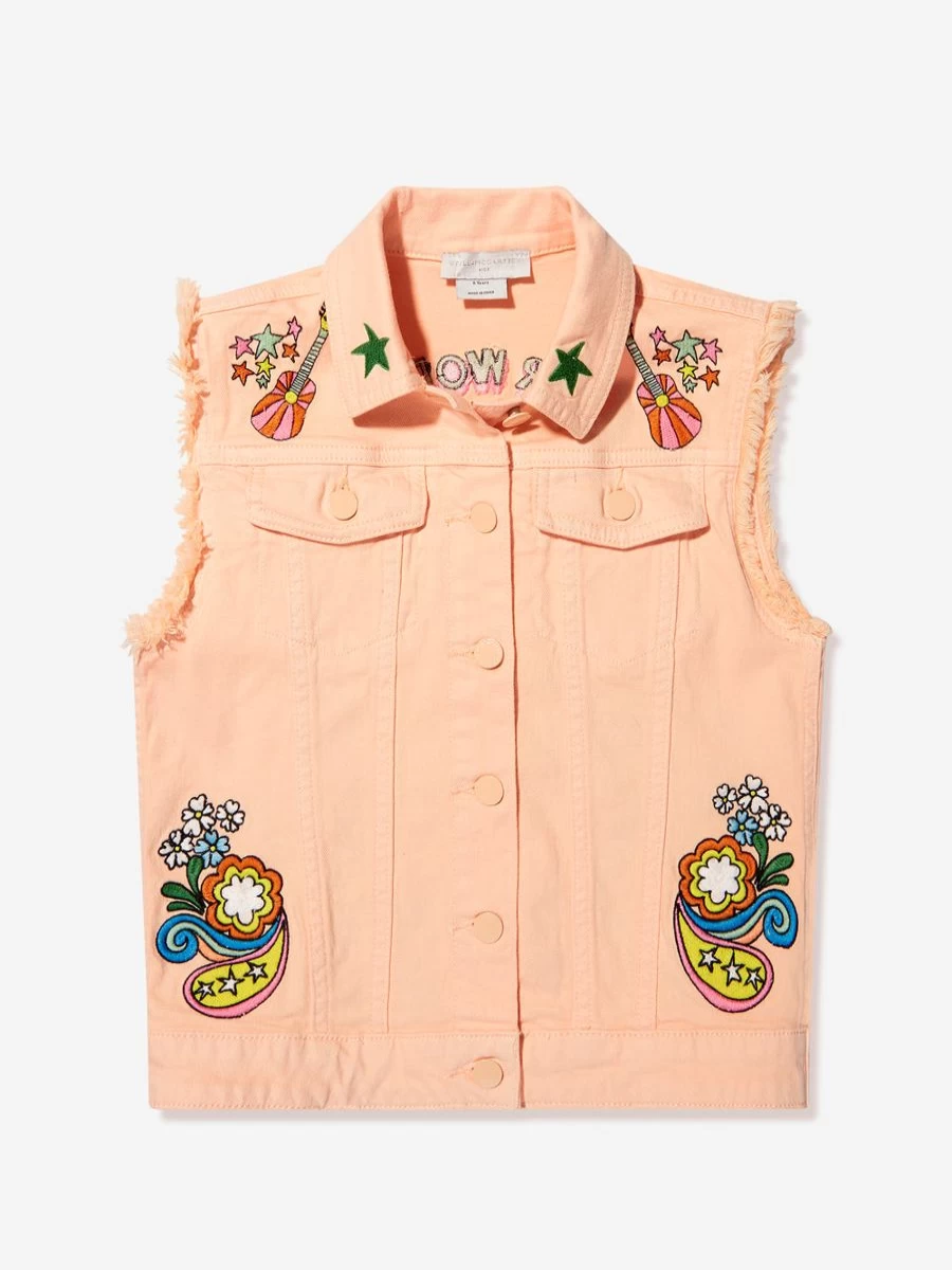Stella McCartney Kids Girls Pink Denim Vest Gilet for Girls