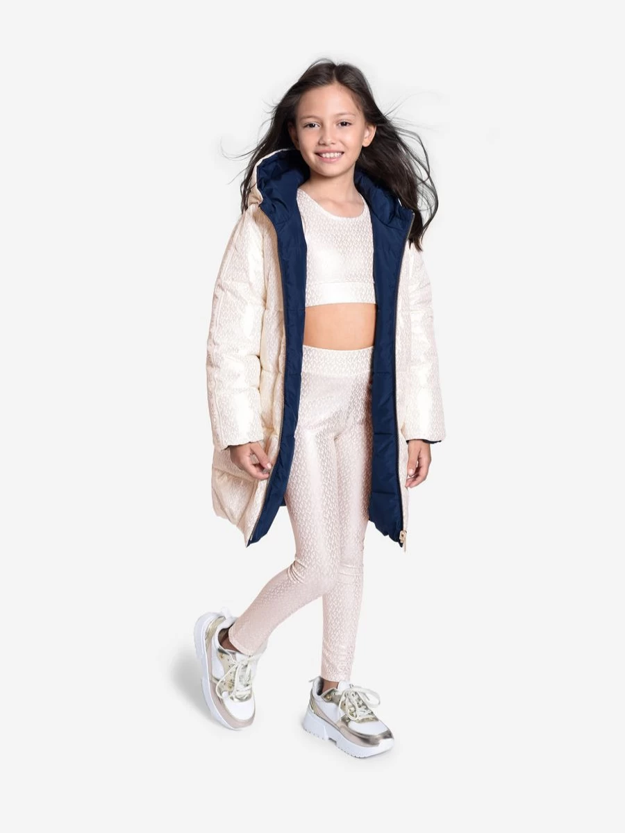 Michael Kors Girls' Blue Logo Trench Coat for Kids
