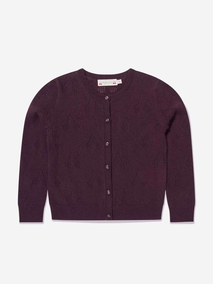 Bonpoint Girls Thindra Brown Cashmere Cardigan Sweater