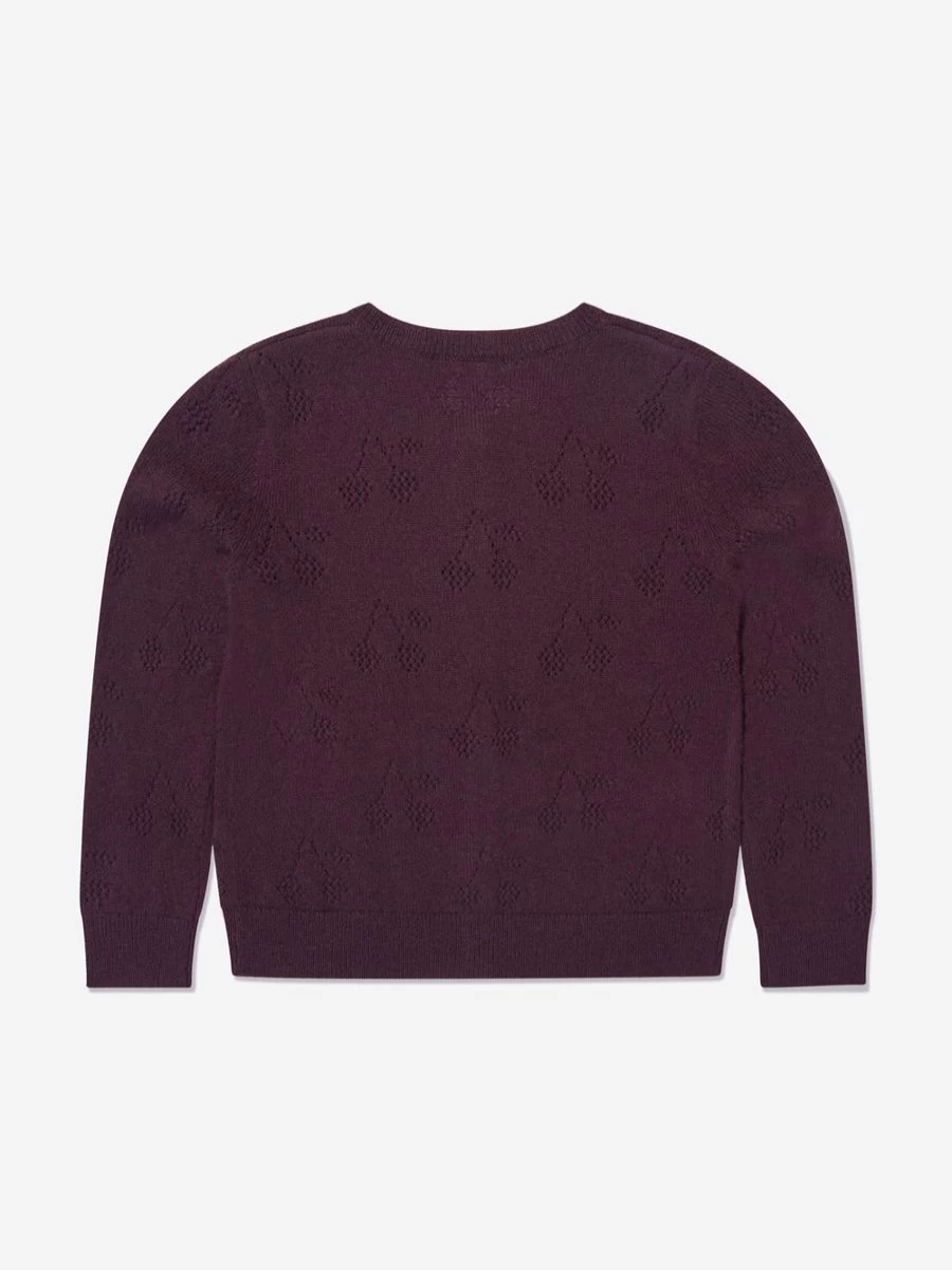 Bonpoint Girls Thindra Brown Cashmere Cardigan Sweater
