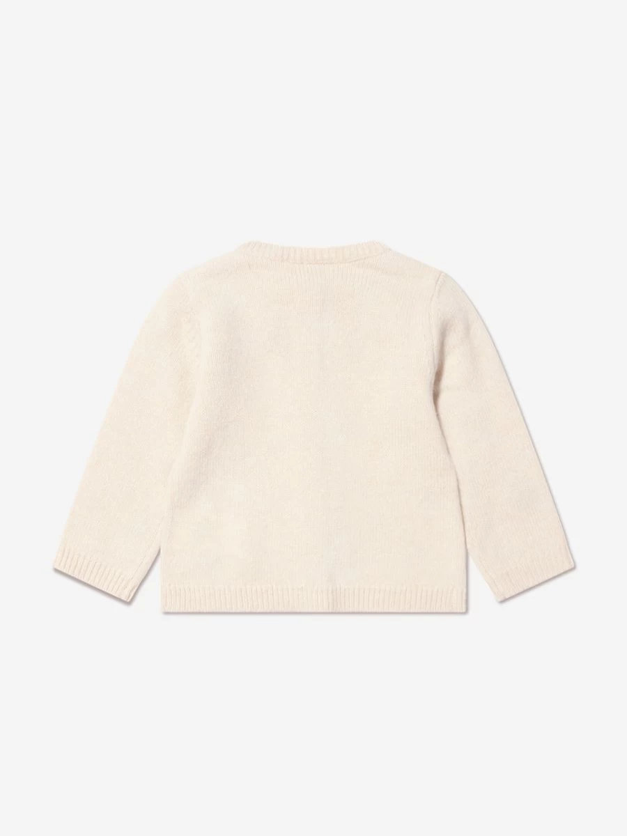 Bonpoint Baby Girls Ivory Wool Cardigan – Soft Telnie Knit Sweater for Infants