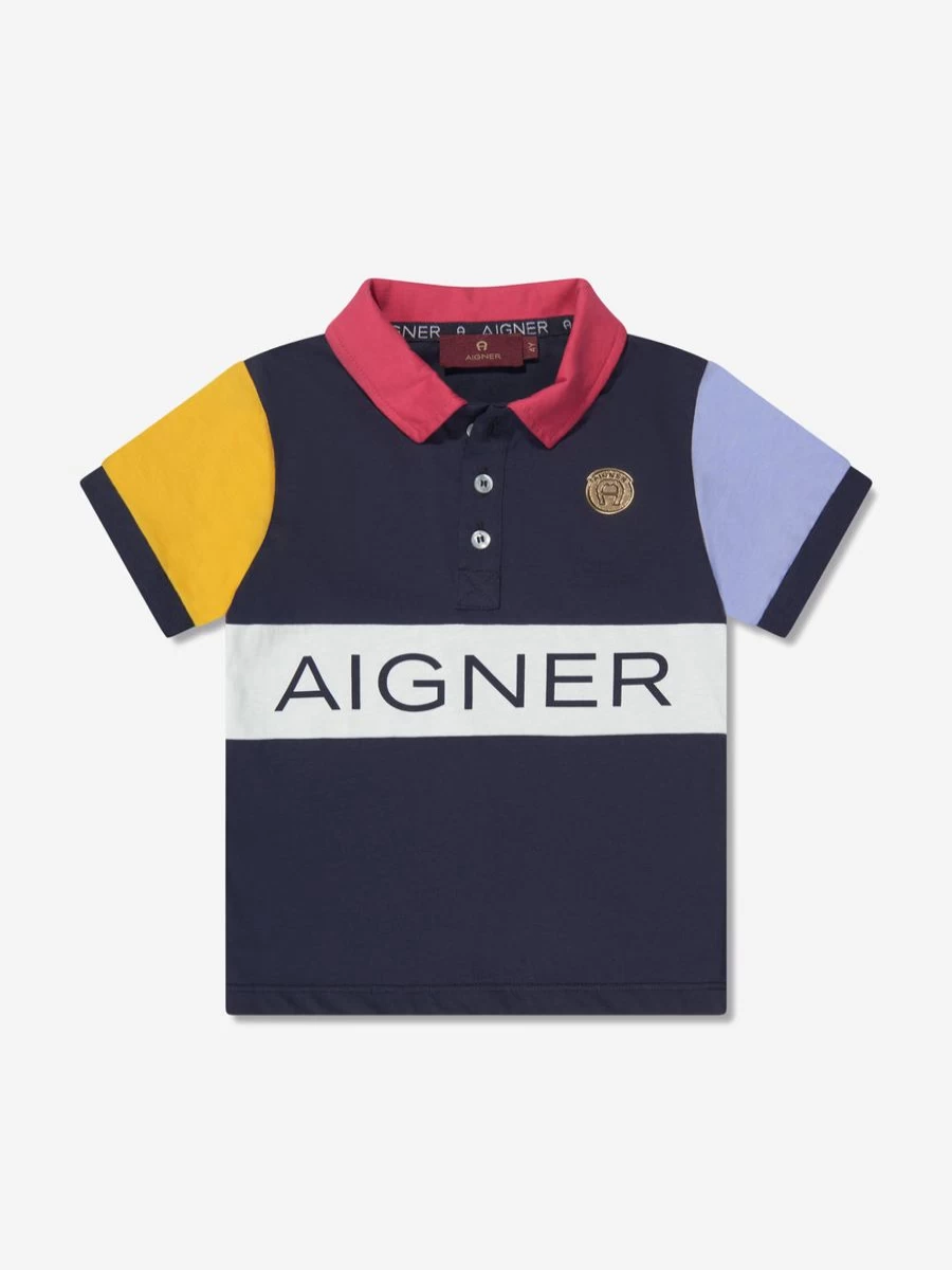 "Aigner Teen Boys Navy Logo Polo Shirt for Stylish Comfort"