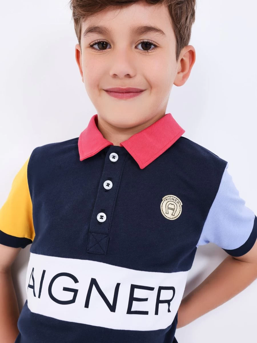 "Aigner Teen Boys Navy Logo Polo Shirt for Stylish Comfort"