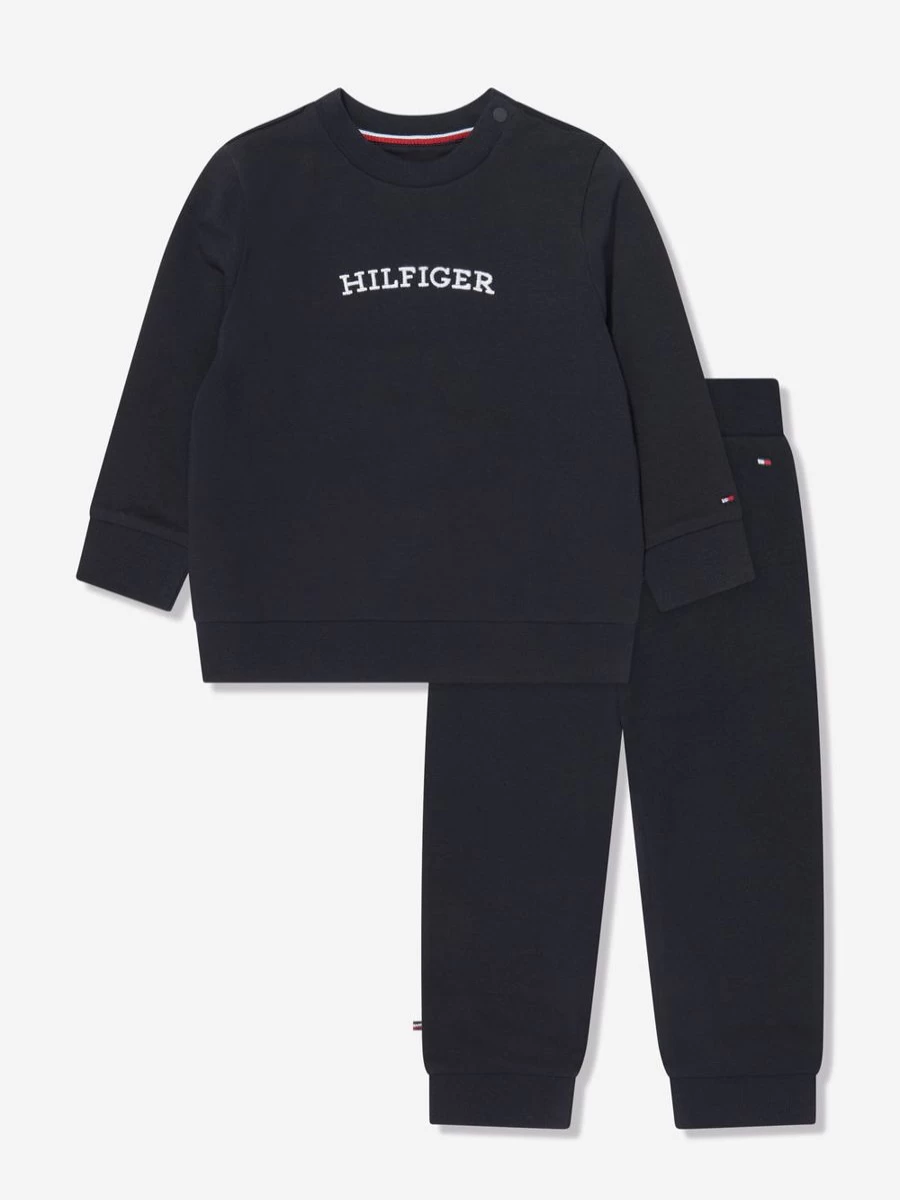 Tommy Hilfiger Baby Boys Navy Monogram Tracksuit - Soft Cotton Comfort Outfit