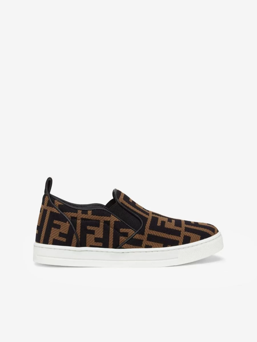 Fendi Kids Teen FF Logo Slip-On Sneakers | Stylish Unisex Trainers for Youth