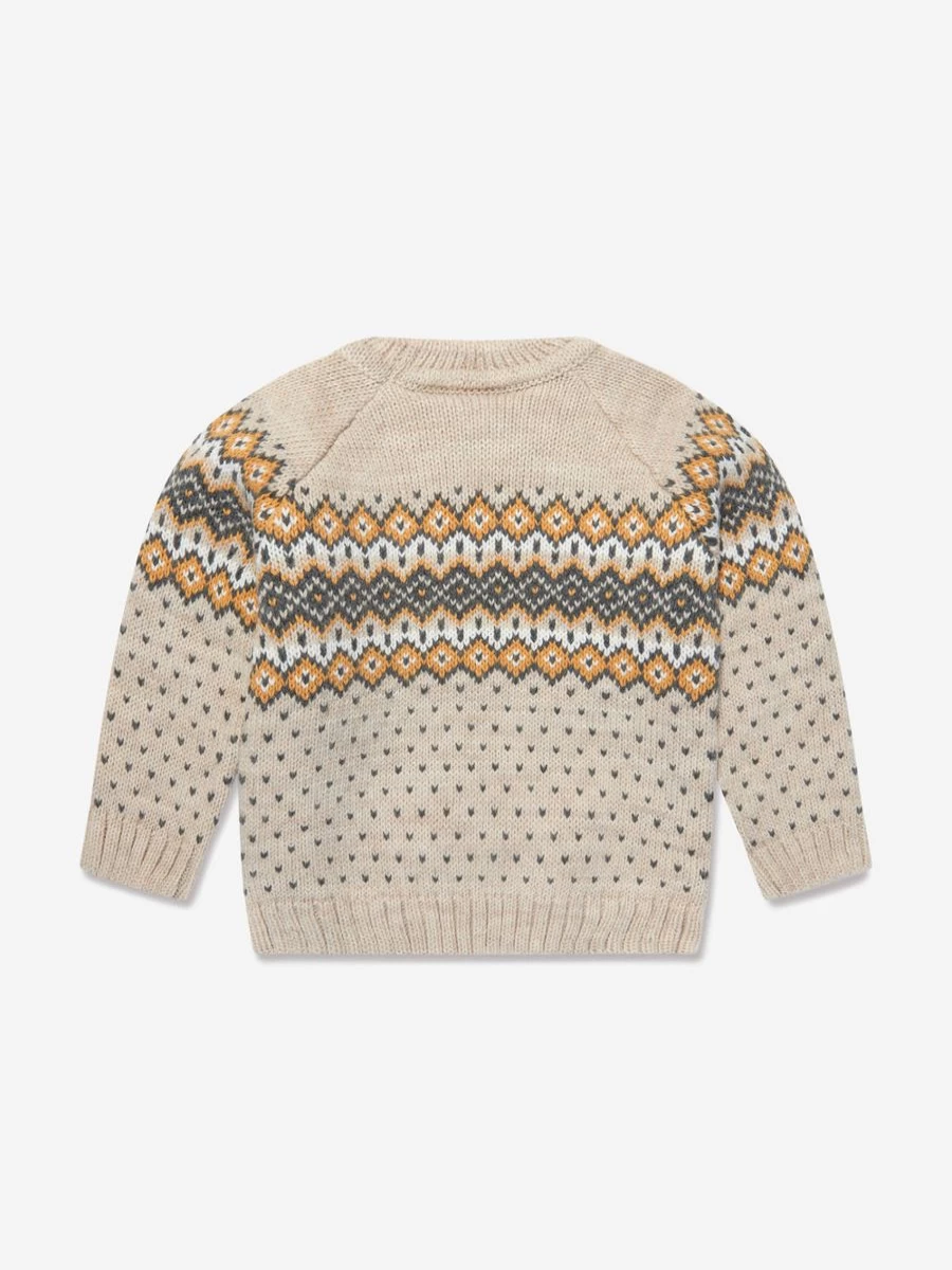 Paz Rodriguez Boys Beige Wool Knitted Jumper - Soft Winter Sweater for Kids