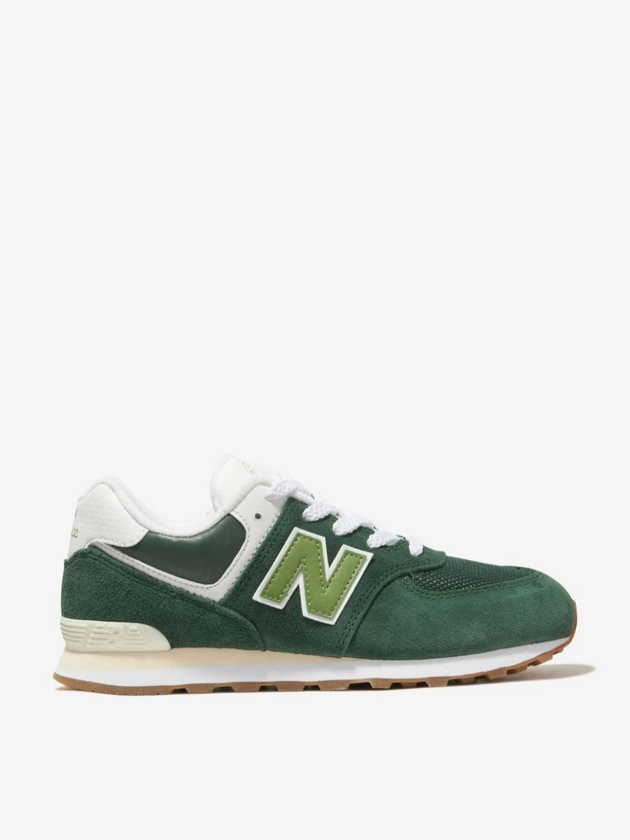 New Balance 574 Green Logo Trainers for Girls - Kids' Running Shoes