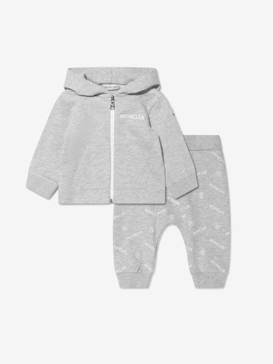 Moncler Enfant Baby Girl Grey Logo Tracksuit - Stylish & Comfortable Outfit