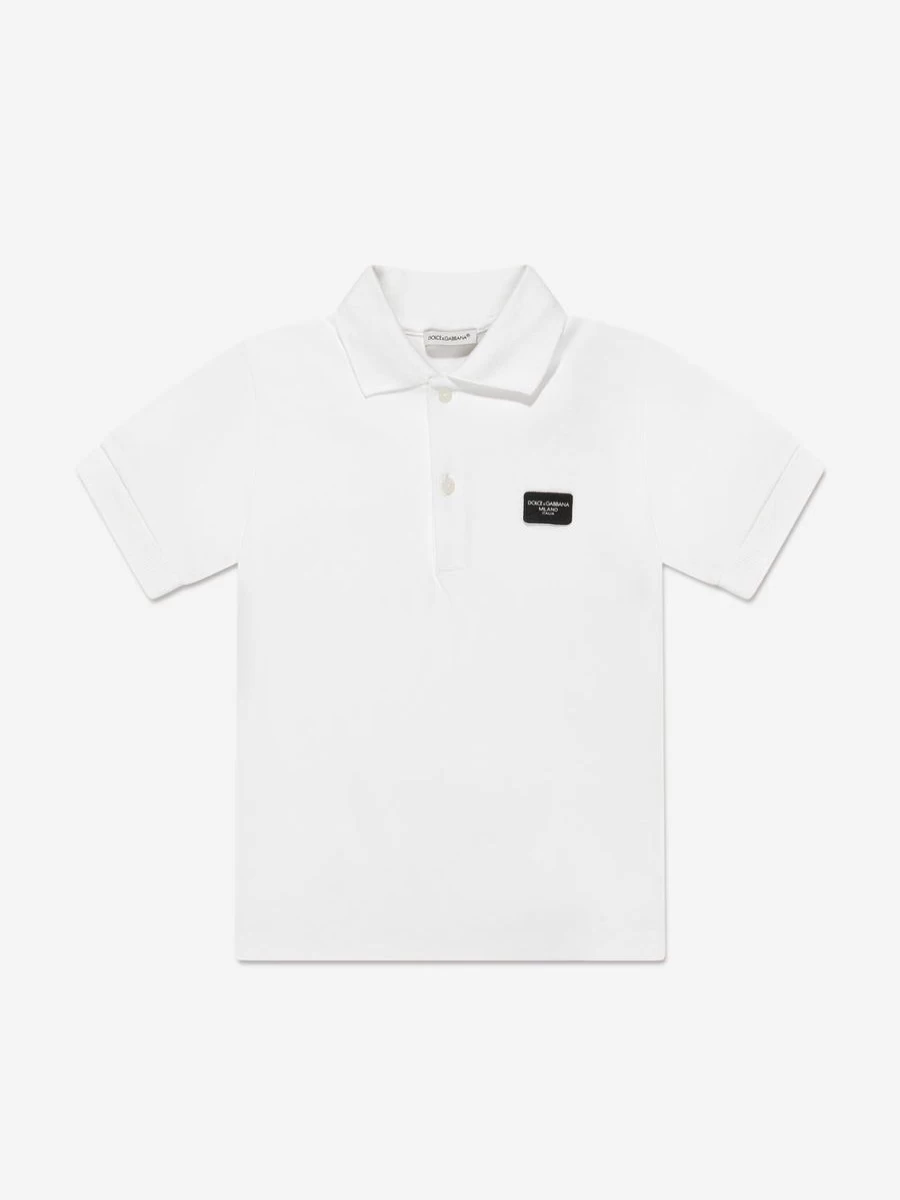 Dolce & Gabbana Kids Boys' White Logo Embroidered Polo Shirt