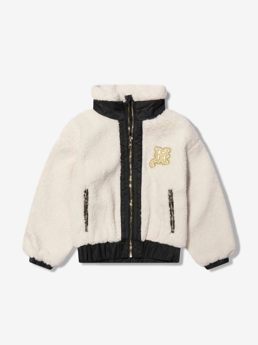 ED Hardy Teen Girls' White Borg Jacket - Stylish & Trendy Outerwear