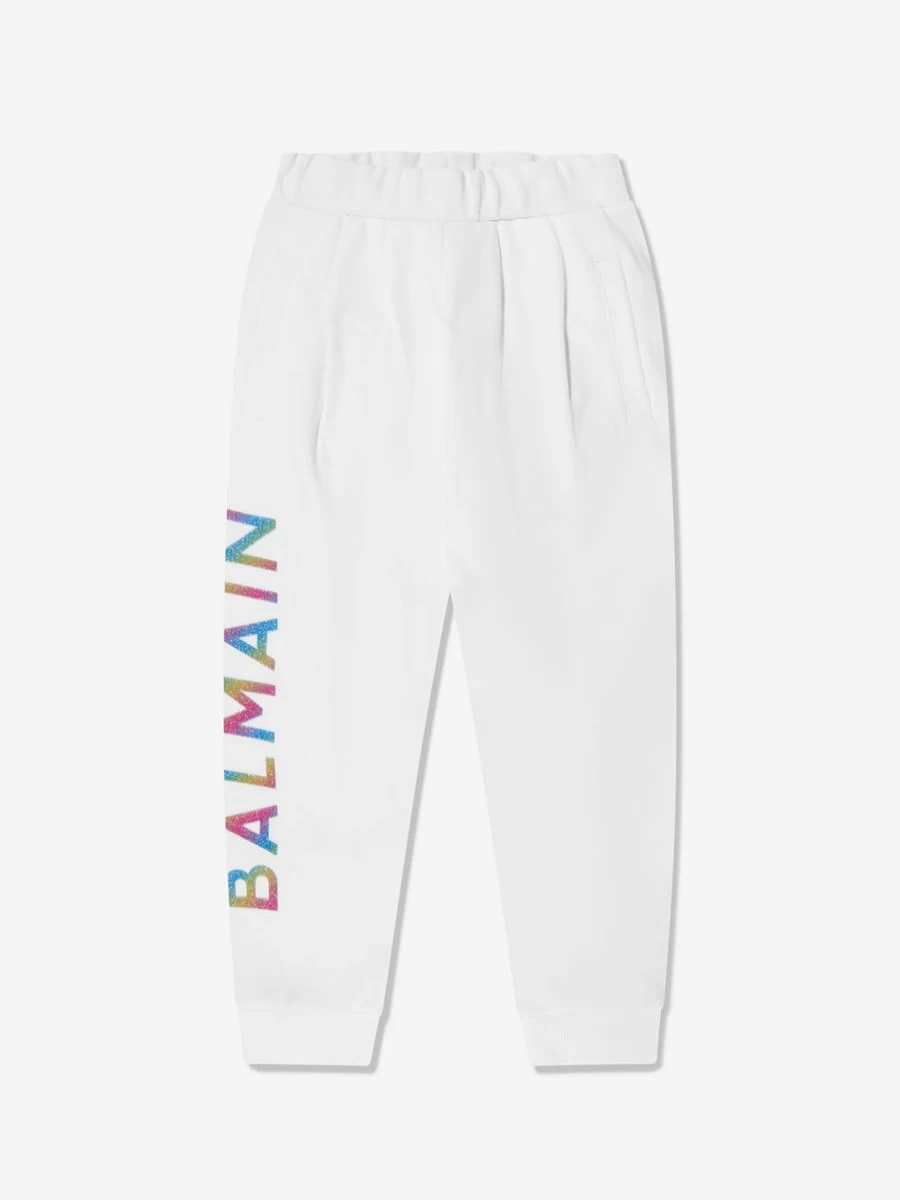 Balmain Teen Girls White Logo Joggers - Stylish Casual Pants for Teens