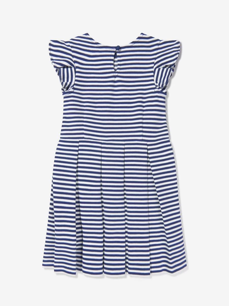 Ralph Lauren Kids Girls Navy Striped Ruffle Dress for Toddlers and Children