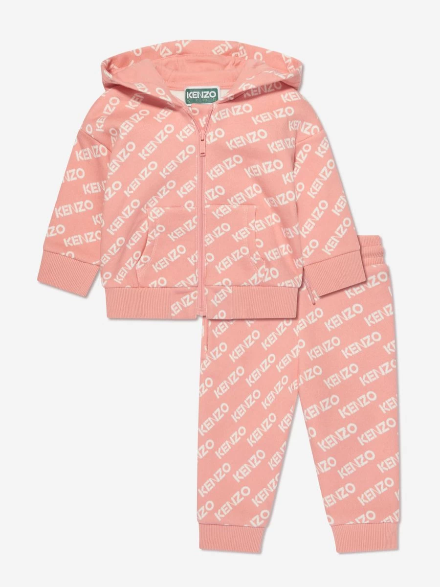 KENZO KIDS Baby Girls Pink Logo Tracksuit - Stylish Comfort for Toddlers