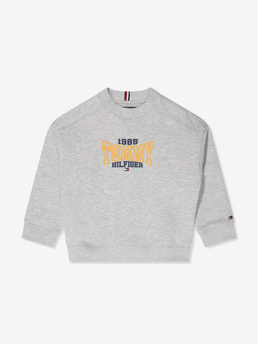 Tommy Hilfiger Boys 1985 Grey Varsity Sweatshirt | Retro Athletic Pullover