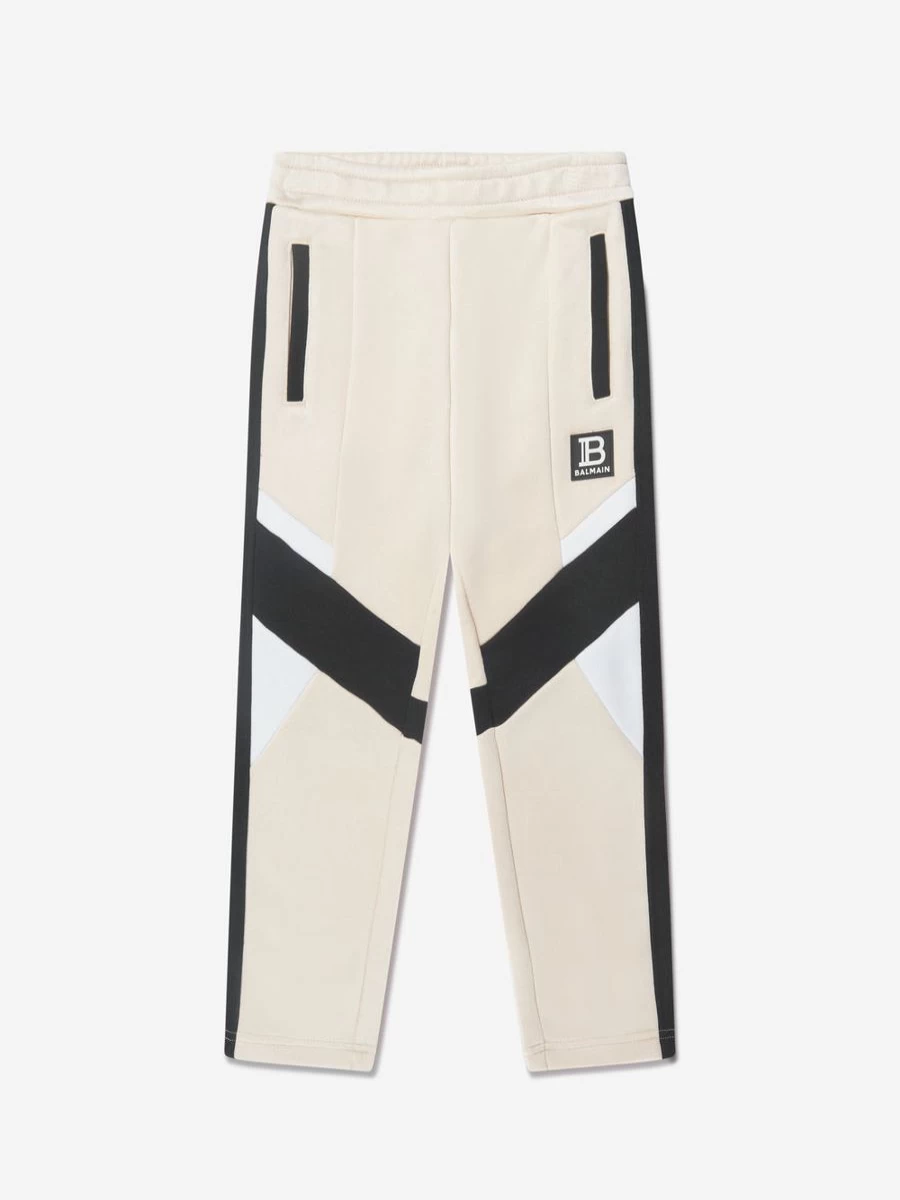 Balmain Boys Beige Logo Joggers - Premium Cotton Athletic Pants