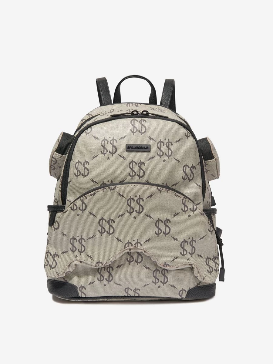 Sprayground Girls' Double Money Savage Backpack in Grey - Kids' Stylish School Bag
