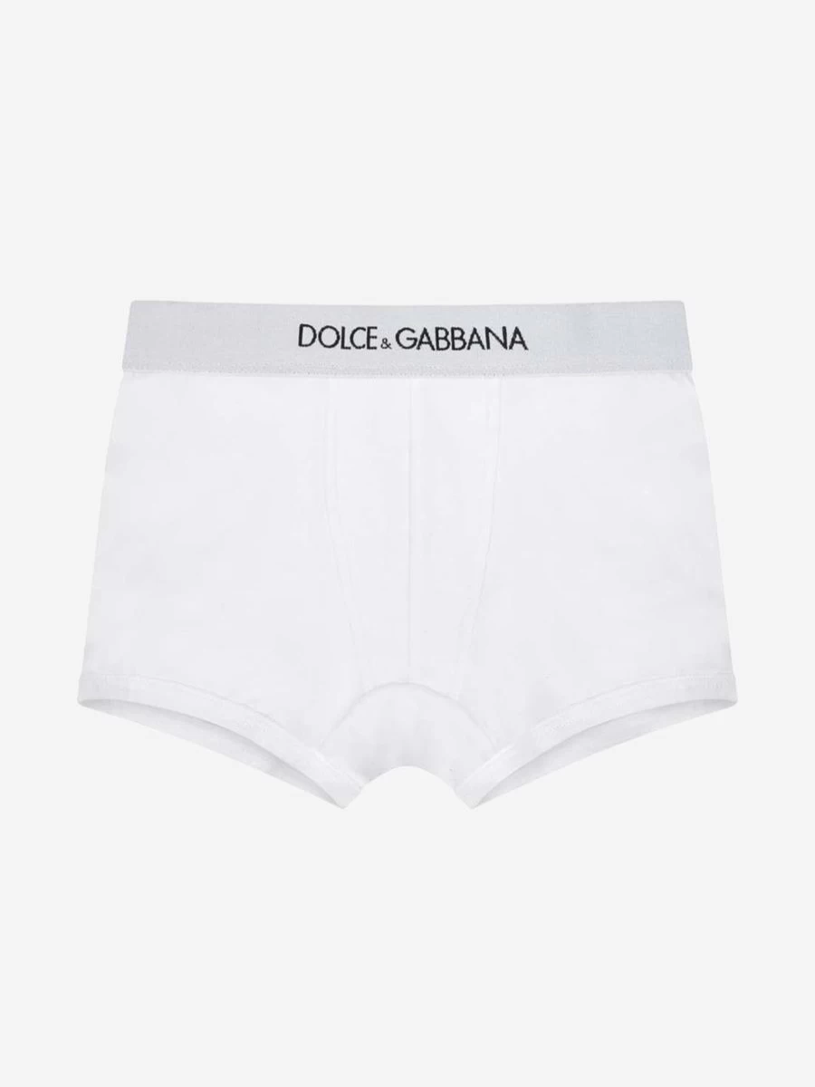 Dolce & Gabbana Kids Boys' Cotton Boxer Shorts 2-Pack - White Comfort Underwear Set