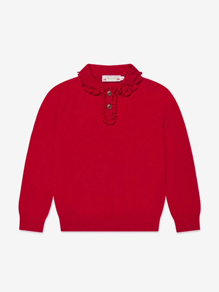 Bonpoint Girls Brynja Red Wool Jumper - Premium Knit Sweater for Girls