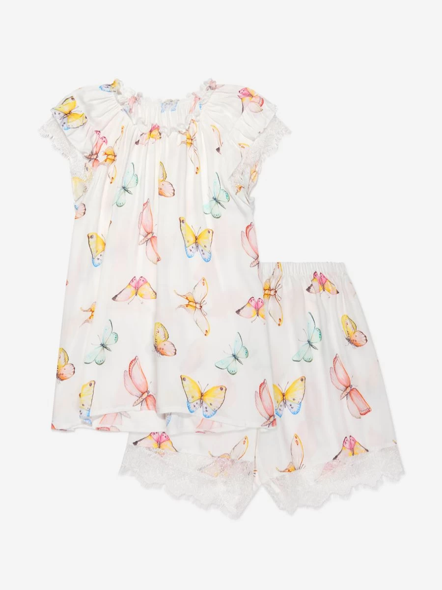 Amiki Girls' Butterfly Print Adelia Pyjamas - Soft Cotton Kids Pajamas