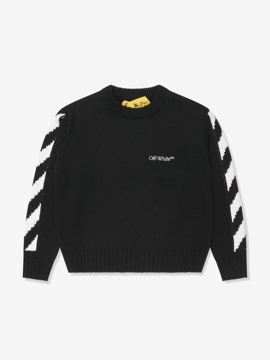 Off-White Boys Black Classic Arrow Tab Sweatshirt - Streetwear Pullover Hoodie