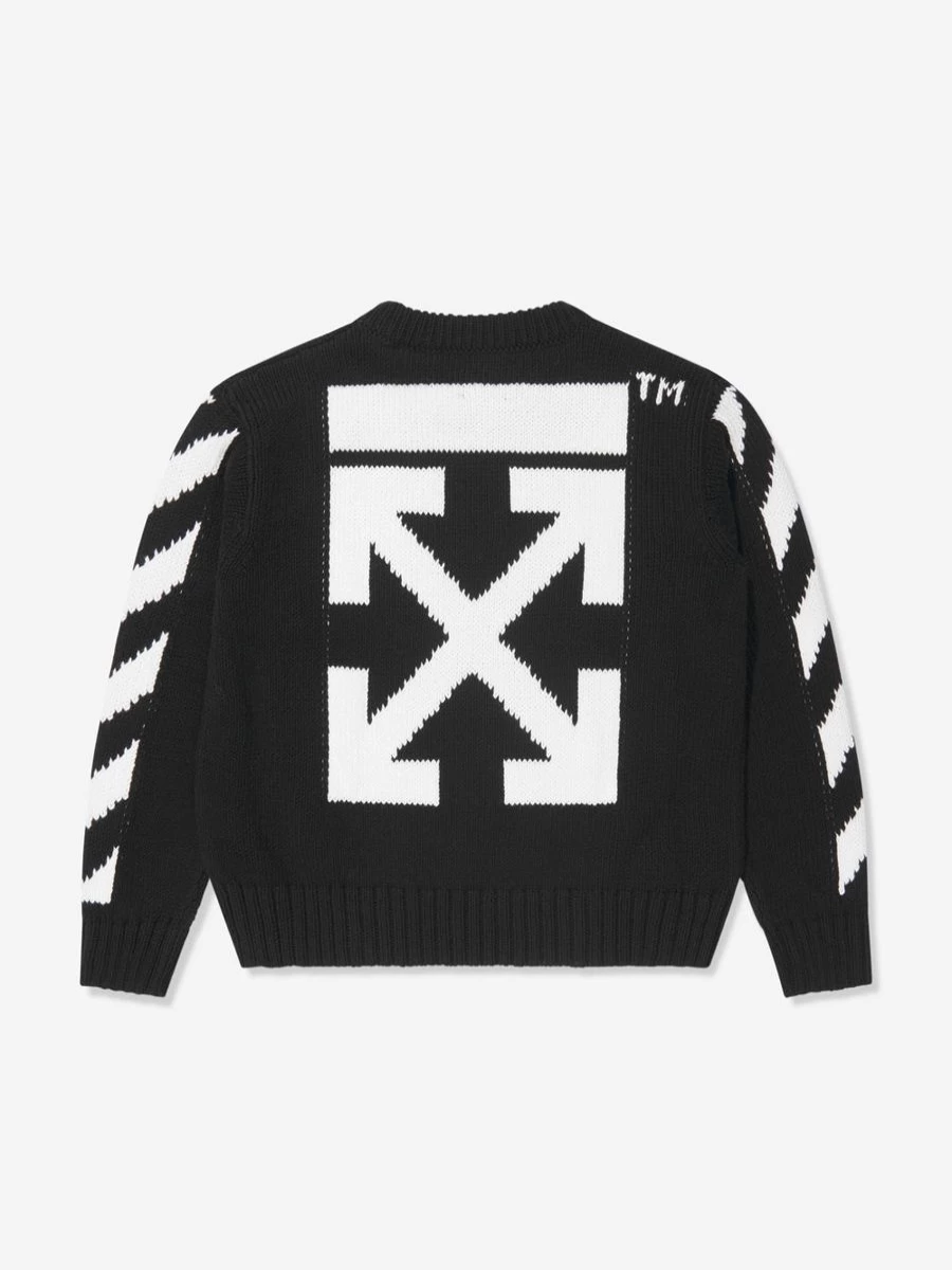 Off-White Boys Black Classic Arrow Tab Sweatshirt - Streetwear Pullover Hoodie