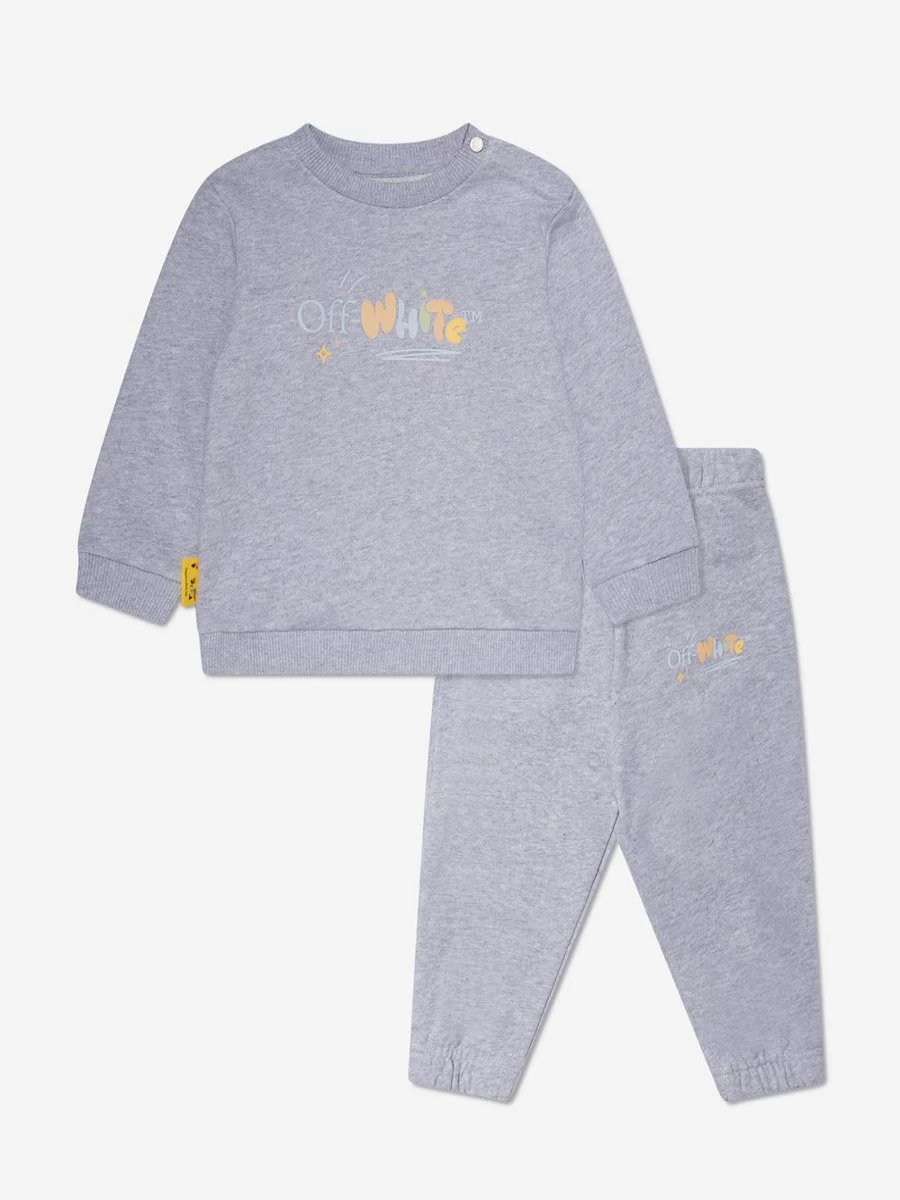 Off-White Baby Boys Grey Funny Tracksuit - Stylish & Comfortable Outfit
