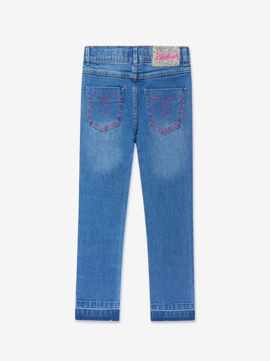 "Billieblush Girls' Blue Denim Unicorn Jeans for Kids"