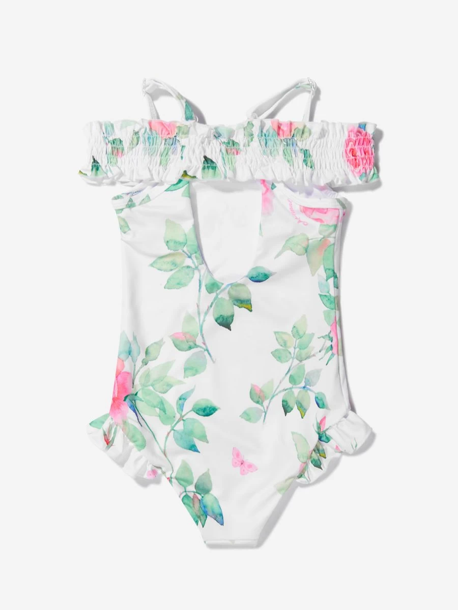 Monnalisa Teen Girls Rose Bloom Print Swimsuit for Summer Beach Wear