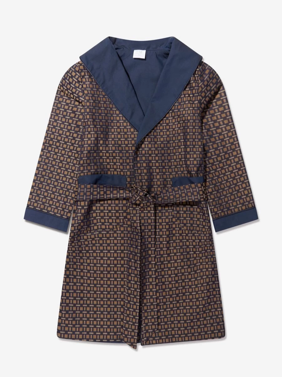 Amiki Boys Navy Theodore Dressing Gown - Soft Kids Robe for Children