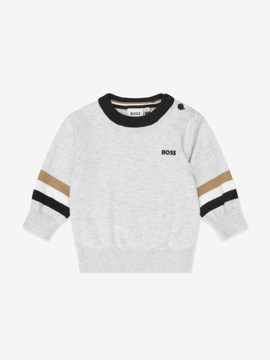 BOSS Baby Boys Grey Knitted Jumper - Soft & Stylish Winter Pullover