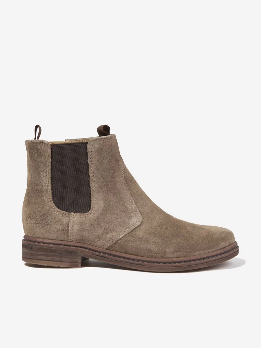 Pom D'Api Boys Beige Suede Jodhpur Zip Ankle Boots